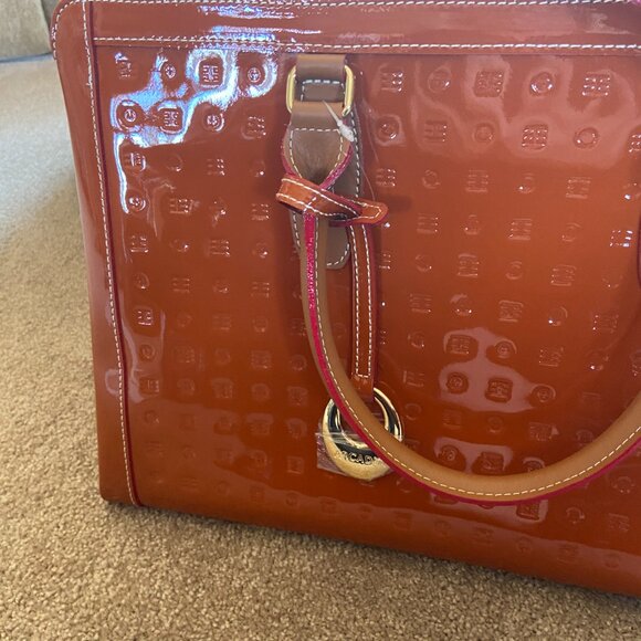 Arcadia Italian Vacchetta Trims Patent Leather Satchel TOTE - Picture 2 of 6